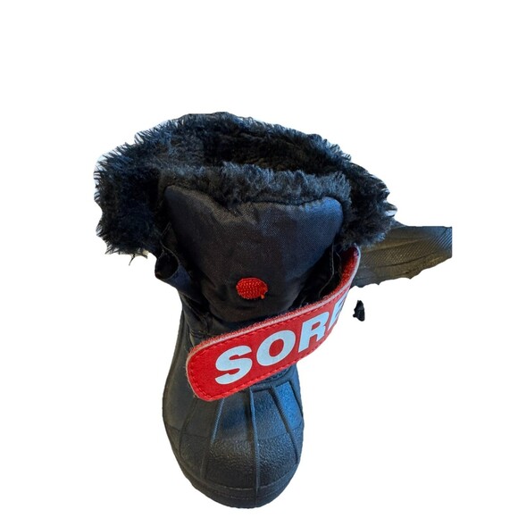 Sorel Toddler Black Red Winter Snow Commander Boots Fleece Lining Size 6 - Picture 10 of 13